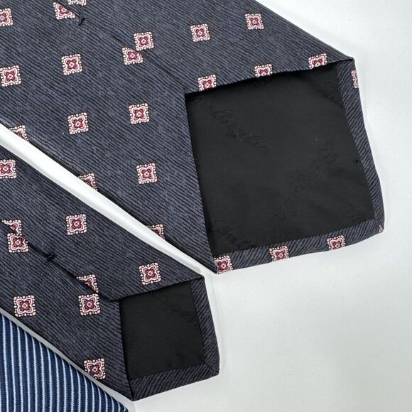 Lot of 2 Battaglia Tie 100% Silk Blue Pattern Stripe Designer Hand Made in Italy - Picture 9 of 10
